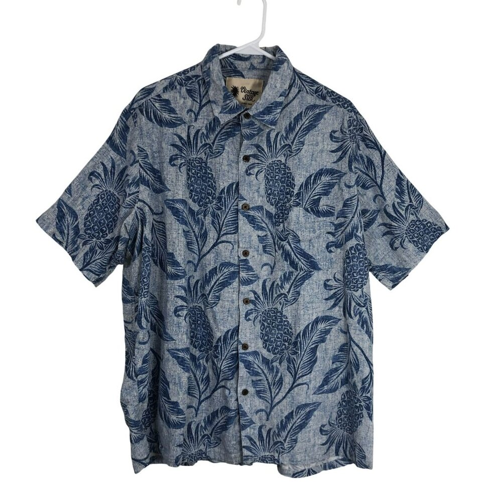Vintage Silk Shirt Hawaiian Lightweight Fabric Linen Blend Casual Fit Size XL
